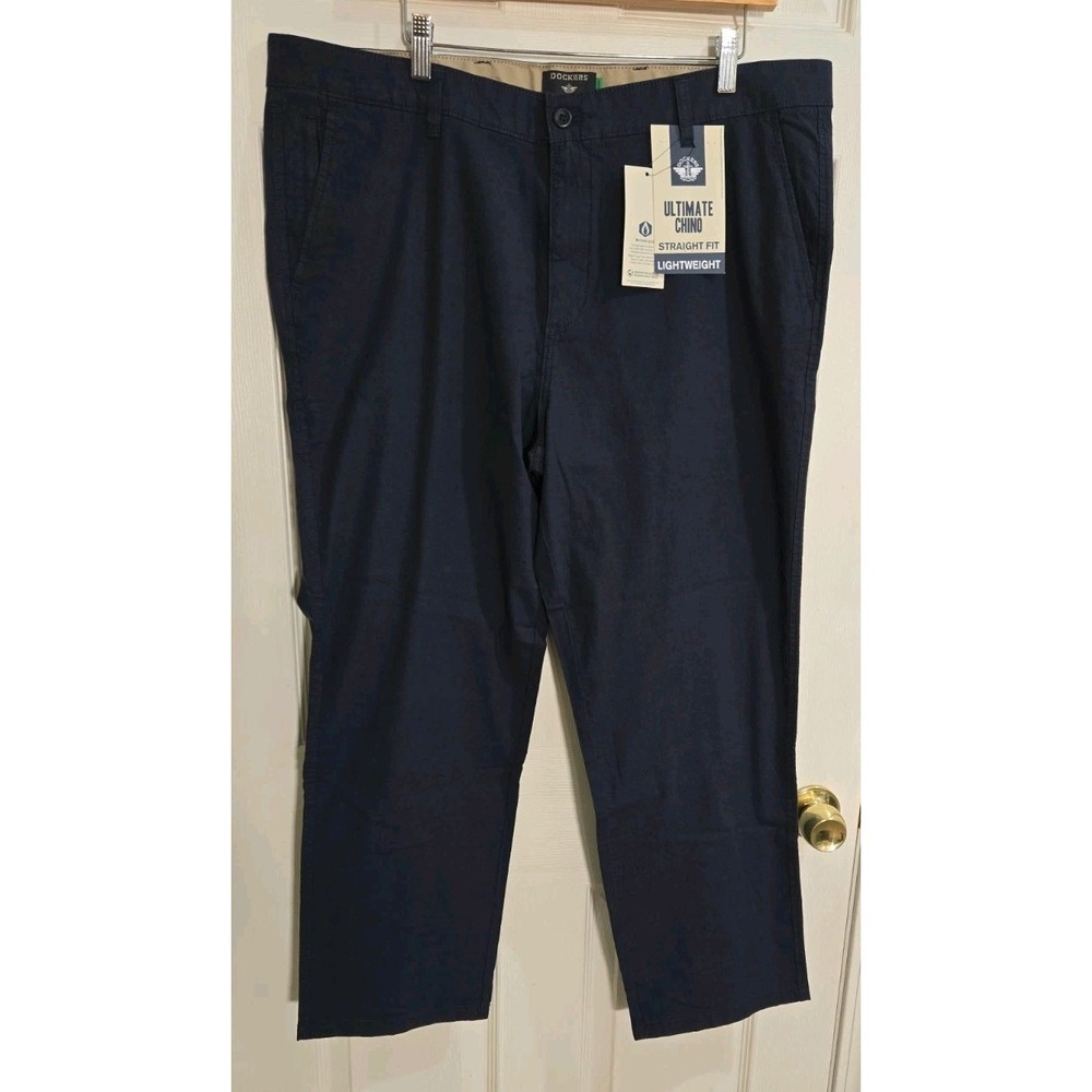 Dockers Ultimate Chino 38x30 Straight Fit Lightweight Linen Blend Navy NEW
